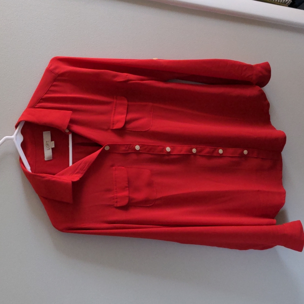 Red button down blouse